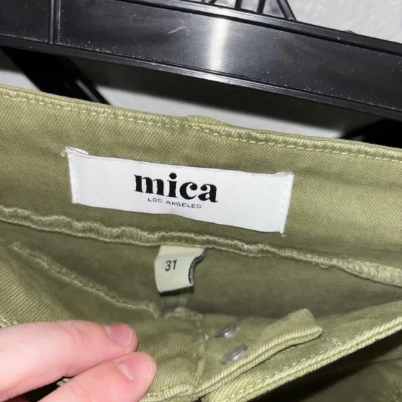 Mica Olive Green Wide Leg Jeans High Rise Stretch Denim Size 31 Trendy Boho - Picture 4 of 5